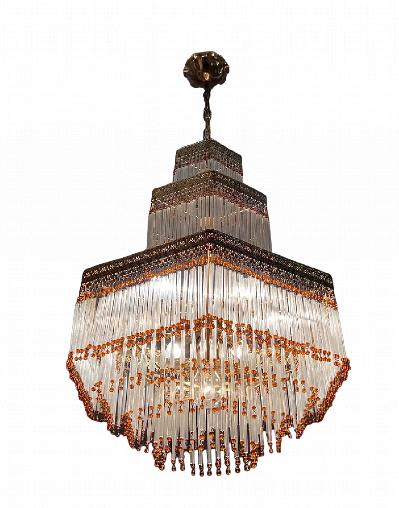 Lampadario in vetro di Murano in stile Liberty, anni '60 10