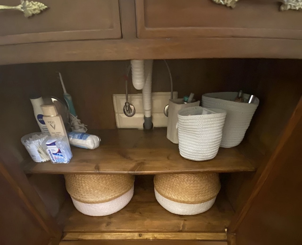 Mobile da bagno con piano in marmo rosato, inizio '900 6