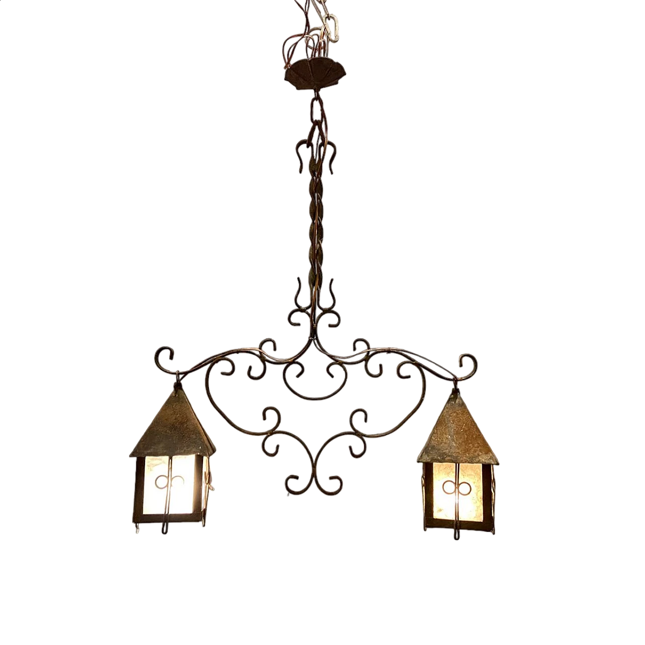 Lampadario in ferro battuto, anni '40 12