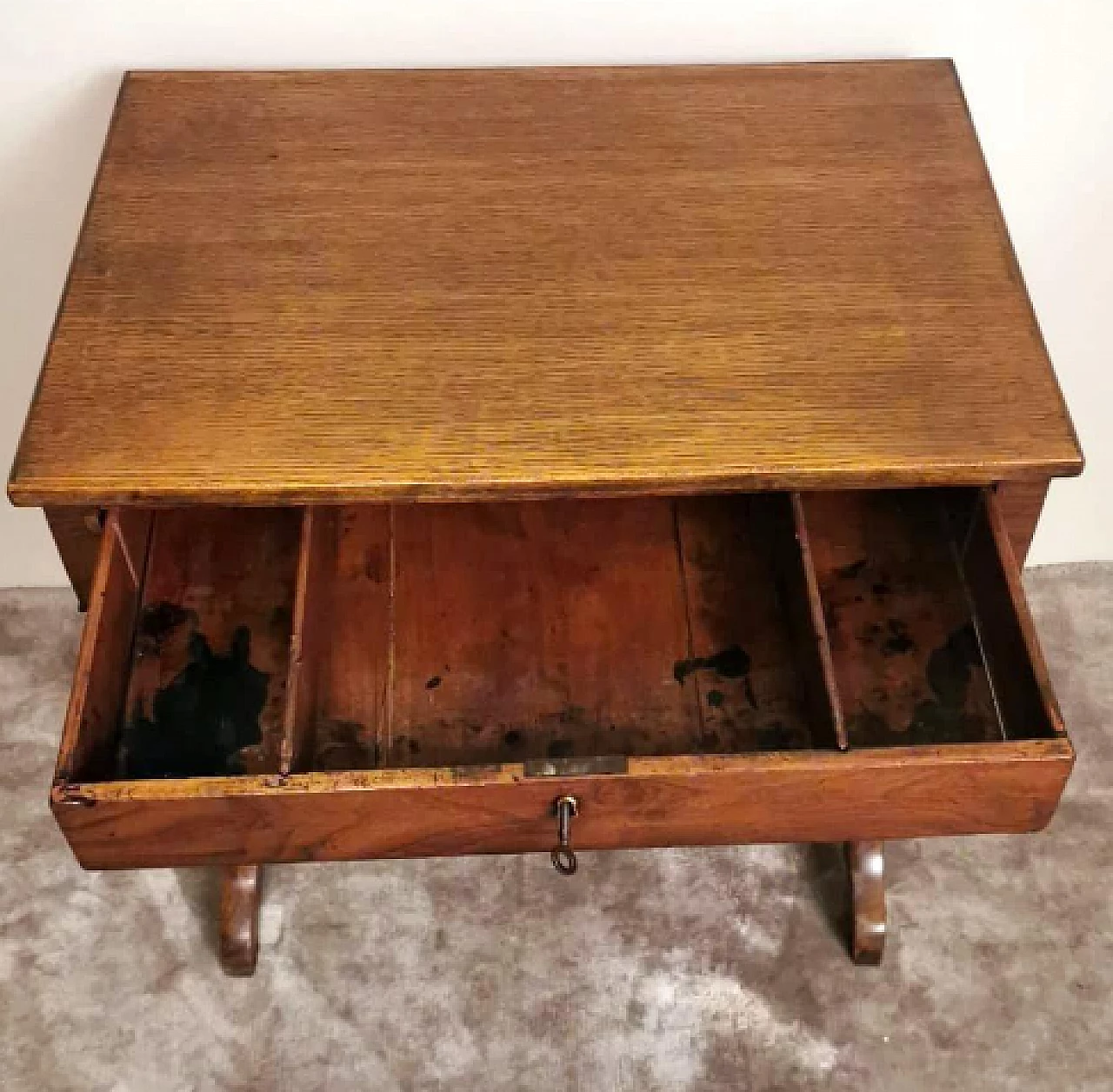 Biedermeir oak desk, late 19th century 14