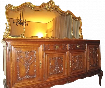 Cabinet with four doors and two drawers in Baroque style with mirror, 1960s