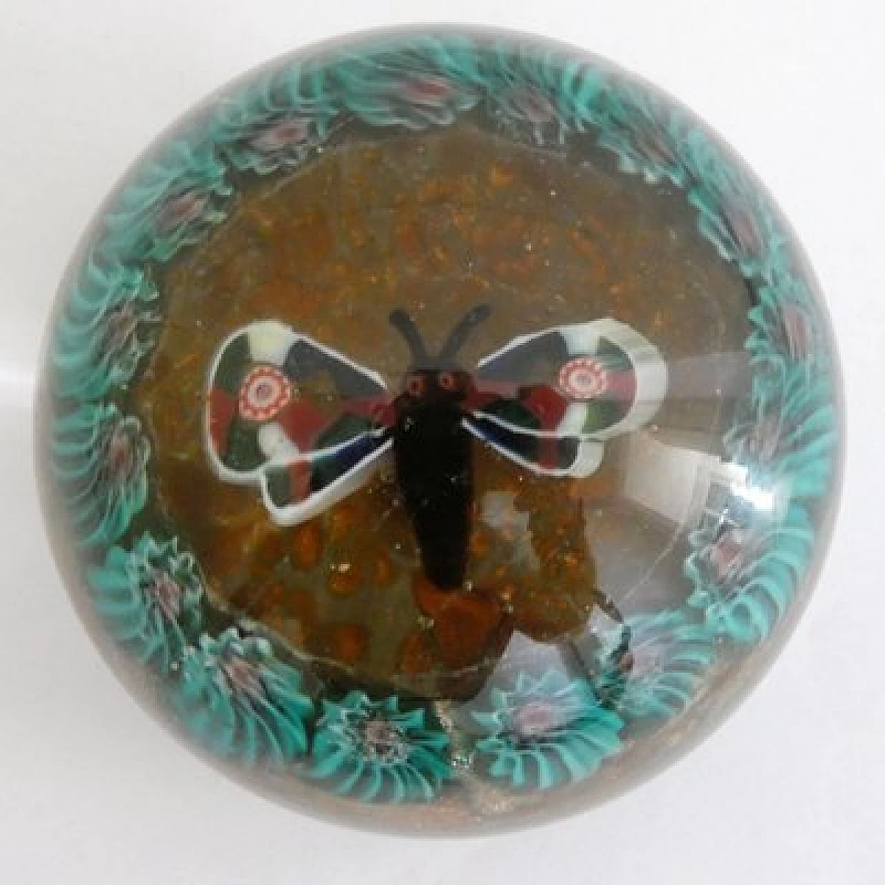 Fermacarte in vetro di Murano con farfalla attribuito ai Fratelli Toso, anni '20 2