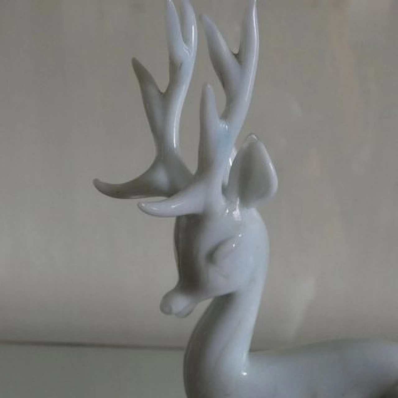 Glass deer sculpture on sphere with marble base by Istvan Komaromy, 1950s 6