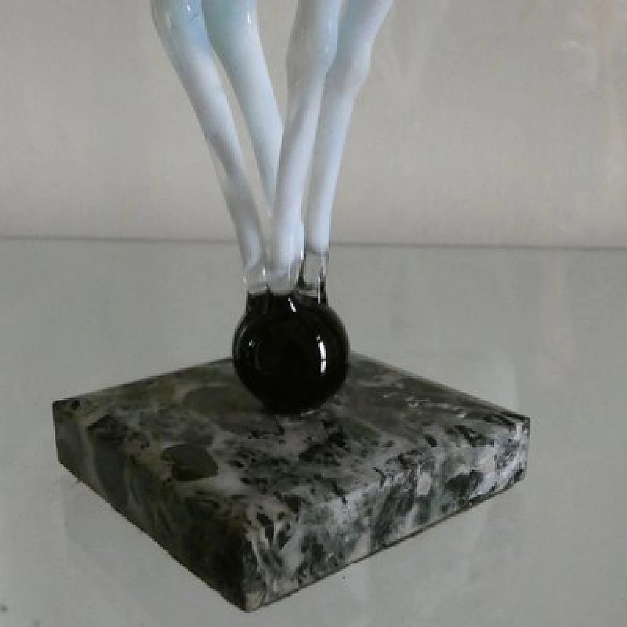 Glass deer sculpture on sphere with marble base by Istvan Komaromy, 1950s 9