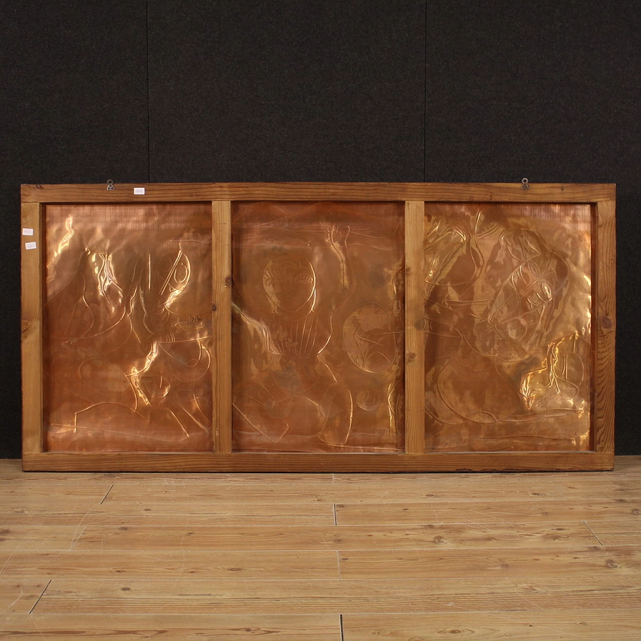 Embossed, chiselled and painted copper panel, 1981 6