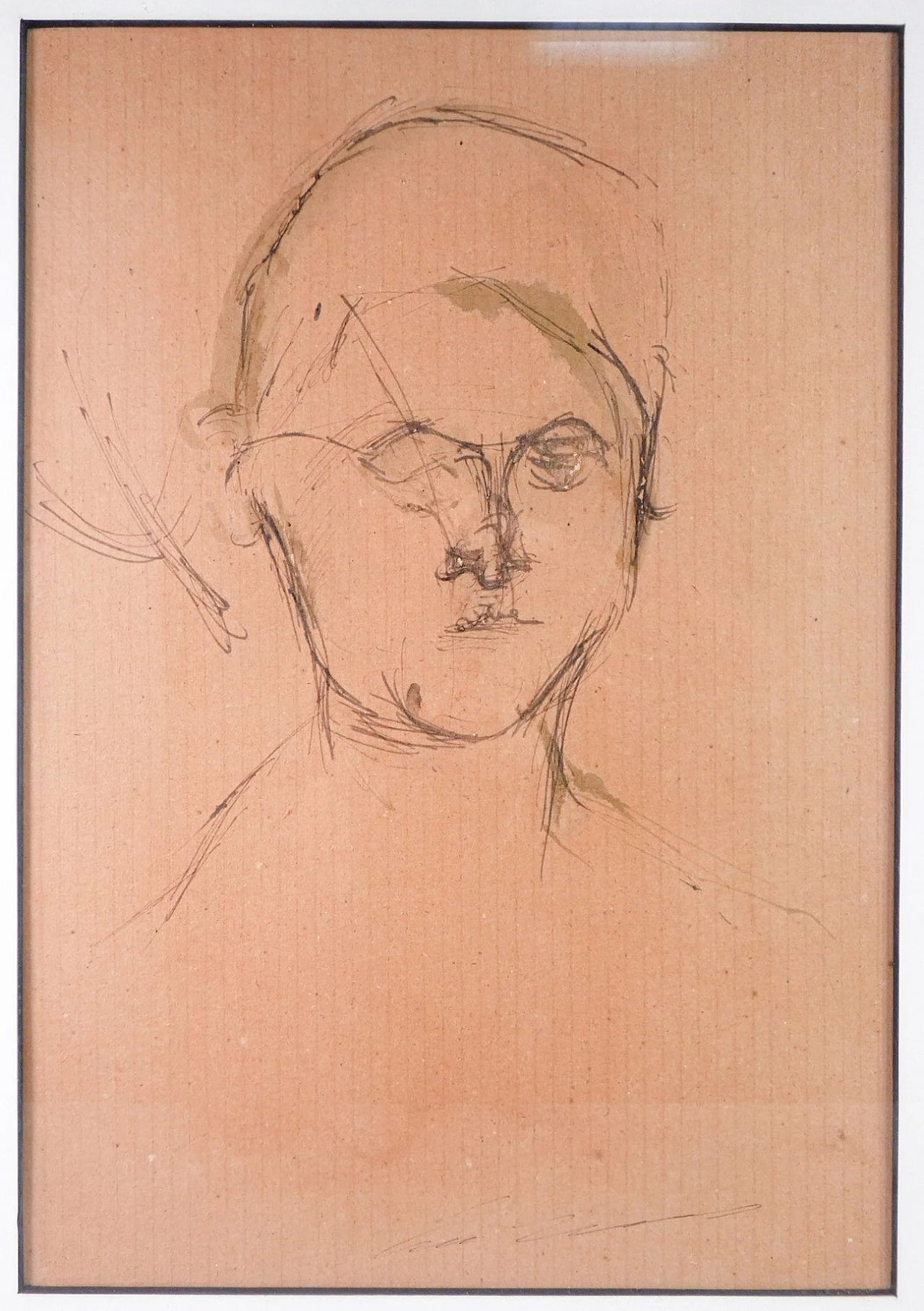 Ernesto Treccani, Portrait, watercolour on paper, 1980s 2