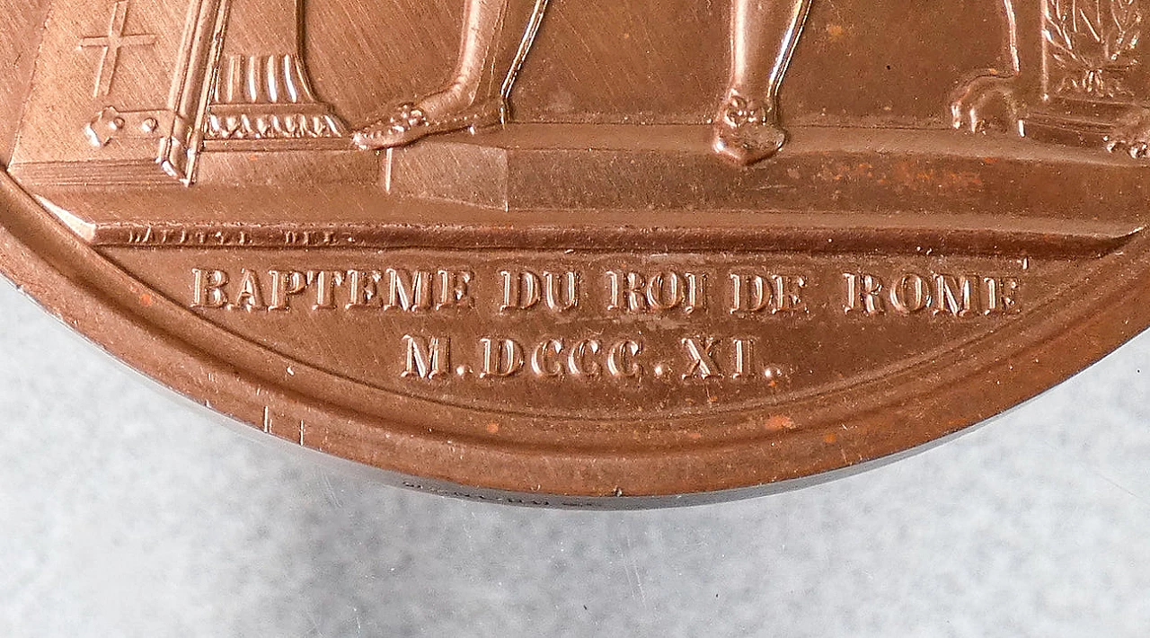 Bronze medal Napoleon Bonaparte: baptism of the King of Rome 1811 by Jean-Bertrand Andrieu 6