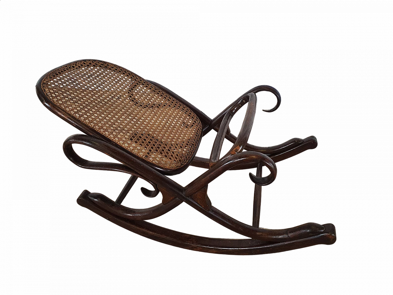 Poggiapiedi 7001 in faggio curvato e paglia attribuito a Thonet, inizio '900 25