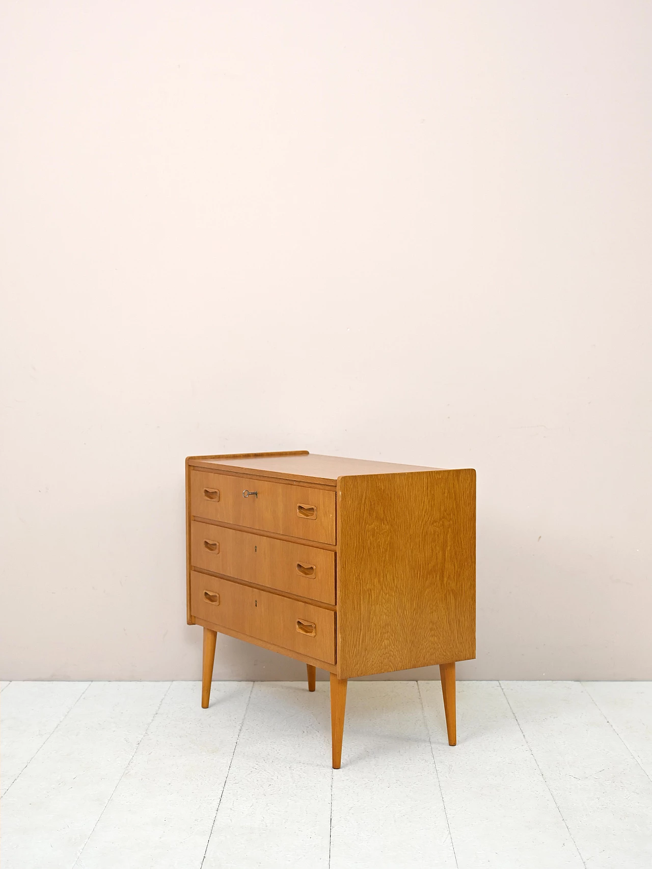 Scandinavian teak dresser with drawers and locks, 1960s 4