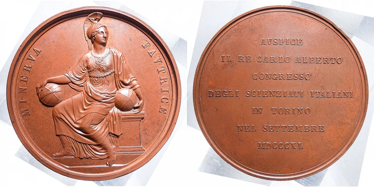 Bronze medal Charles Albert, Congress of Italian Scientists in Turin by Galeazzi Gaspare, 1840 1