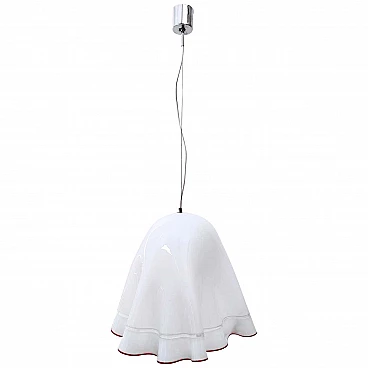 Zenda white blown glass chandelier by Luciano Vistosi, 1970s