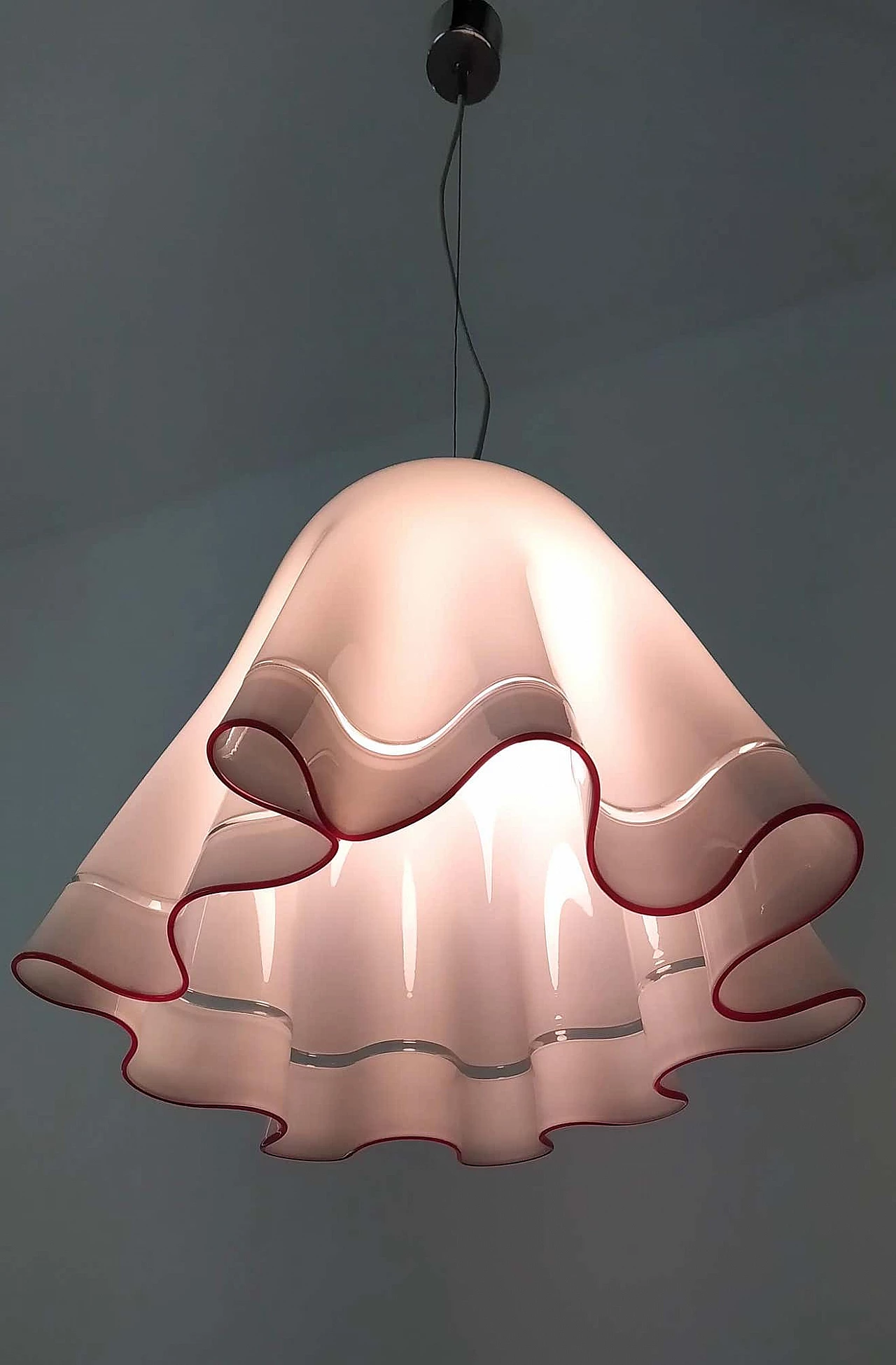 Zenda white blown glass chandelier by Luciano Vistosi, 1970s 10