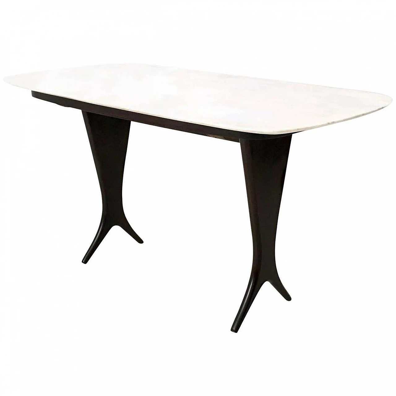 Ebonised walnut coffee table with Carrara marble top attributed to Guglielmo Ulrich, 1940s 1