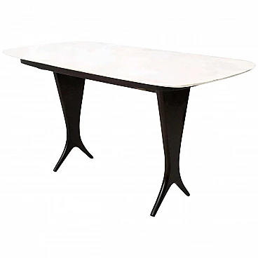 Ebonised walnut coffee table with Carrara marble top attributed to Guglielmo Ulrich, 1940s