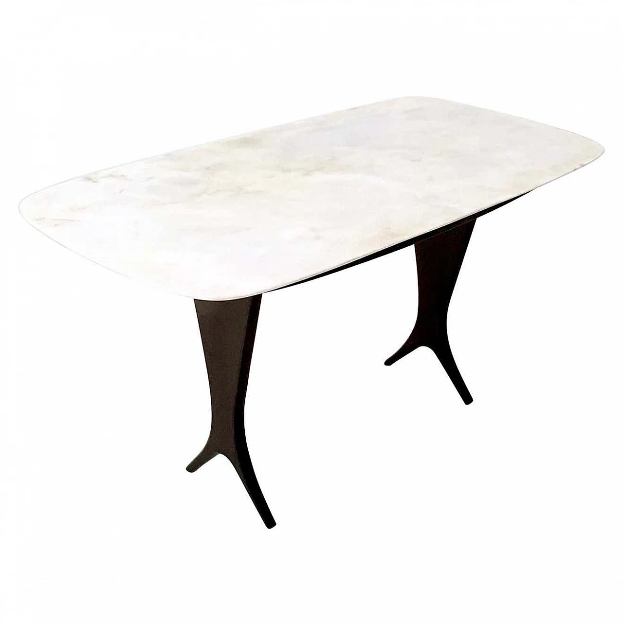 Ebonised walnut coffee table with Carrara marble top attributed to Guglielmo Ulrich, 1940s 2