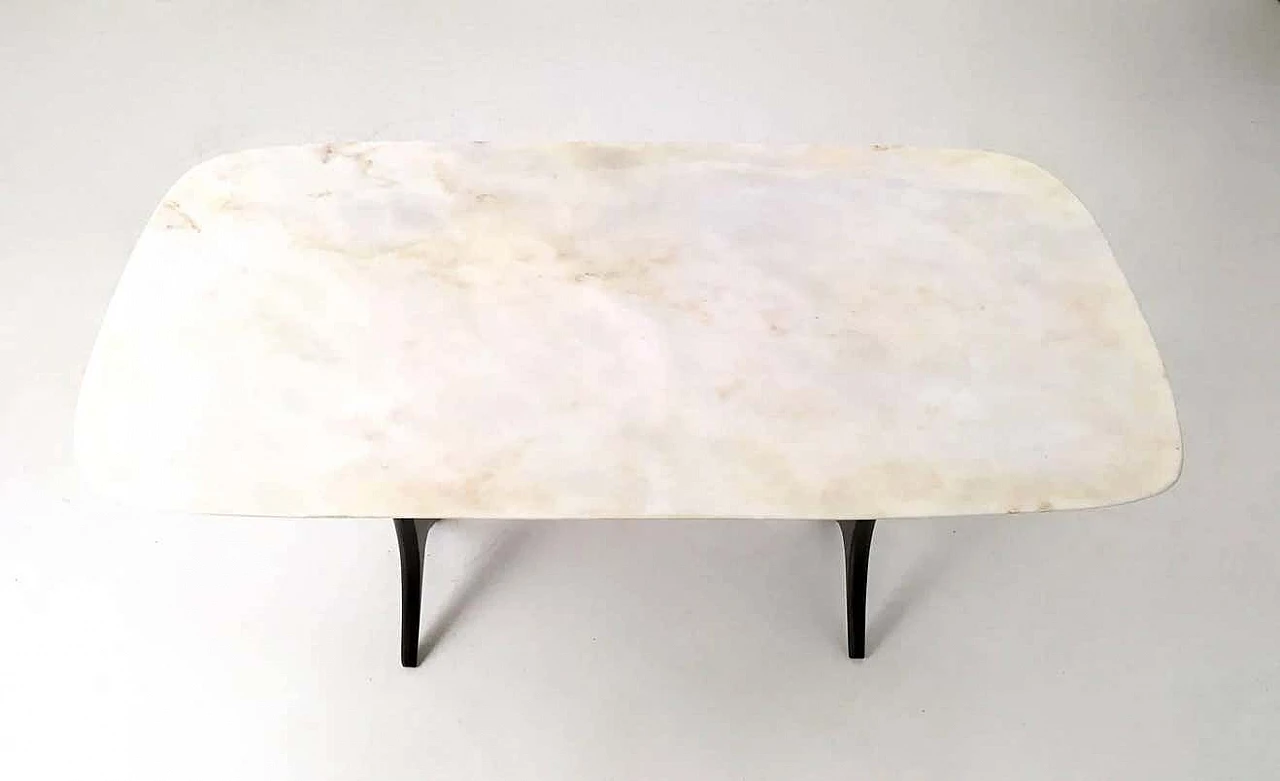 Tavolino in noce ebanizzato con piano in marmo di Carrara attribuito a Guglielmo Ulrich, anni '40 6