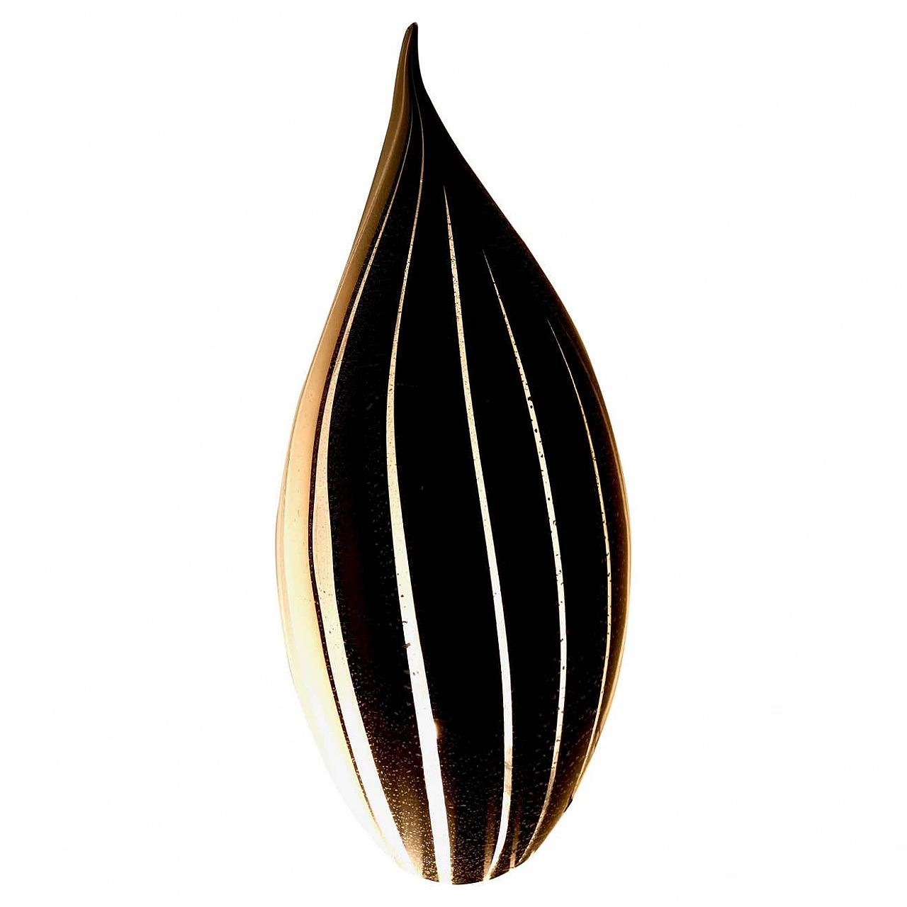 Pinguino table lamp in black and white Murano glass with silver scales, 1980s 1