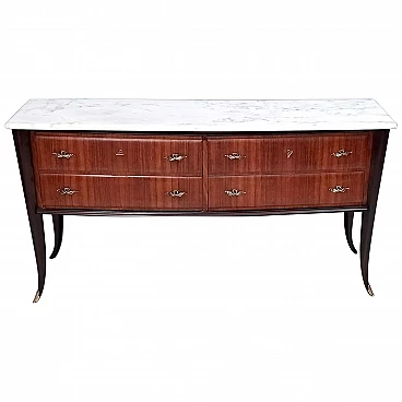 Walnut dresser with Carrara marble top for Dassi, 1950s
