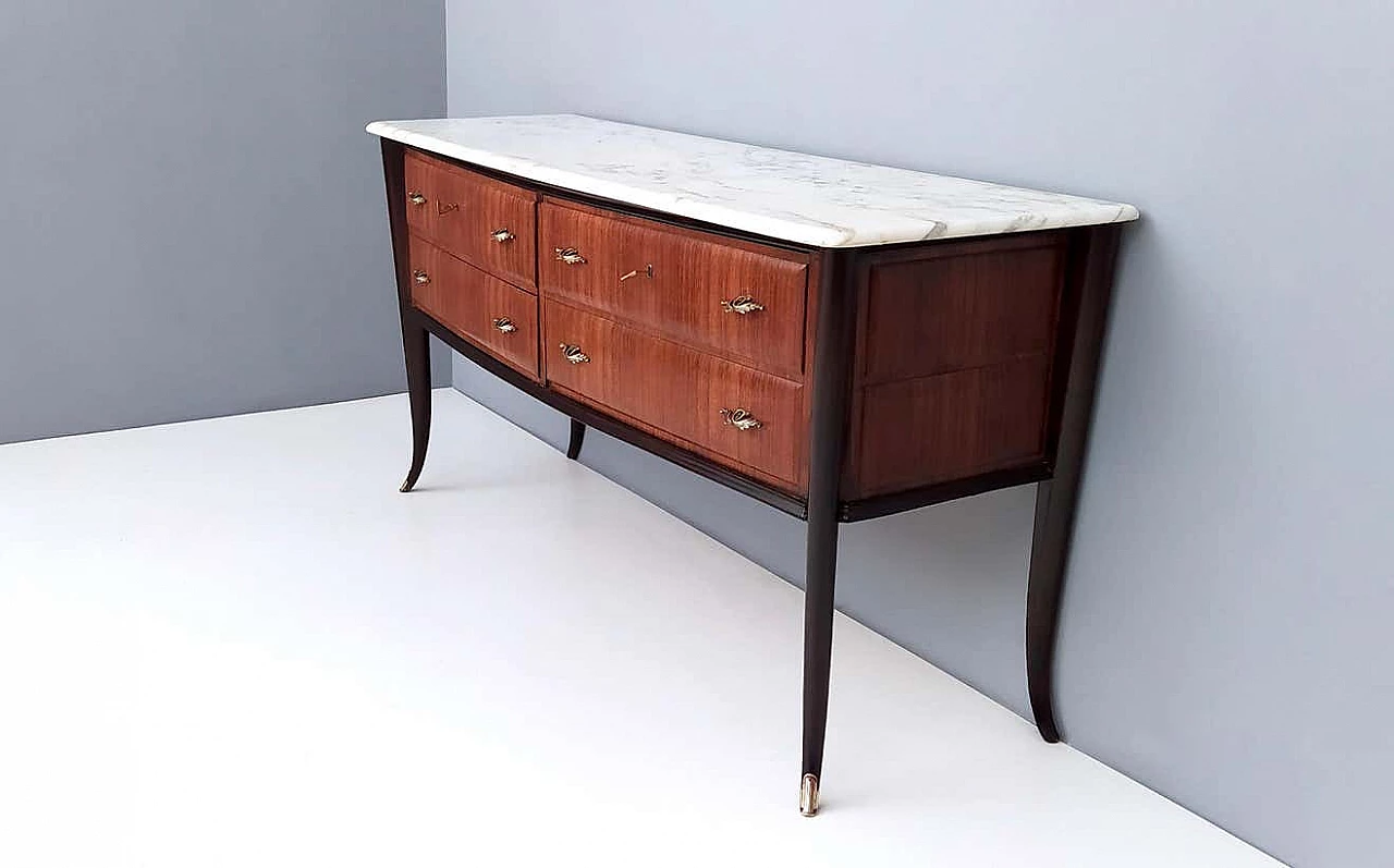 Walnut dresser with Carrara marble top for Dassi, 1950s 2