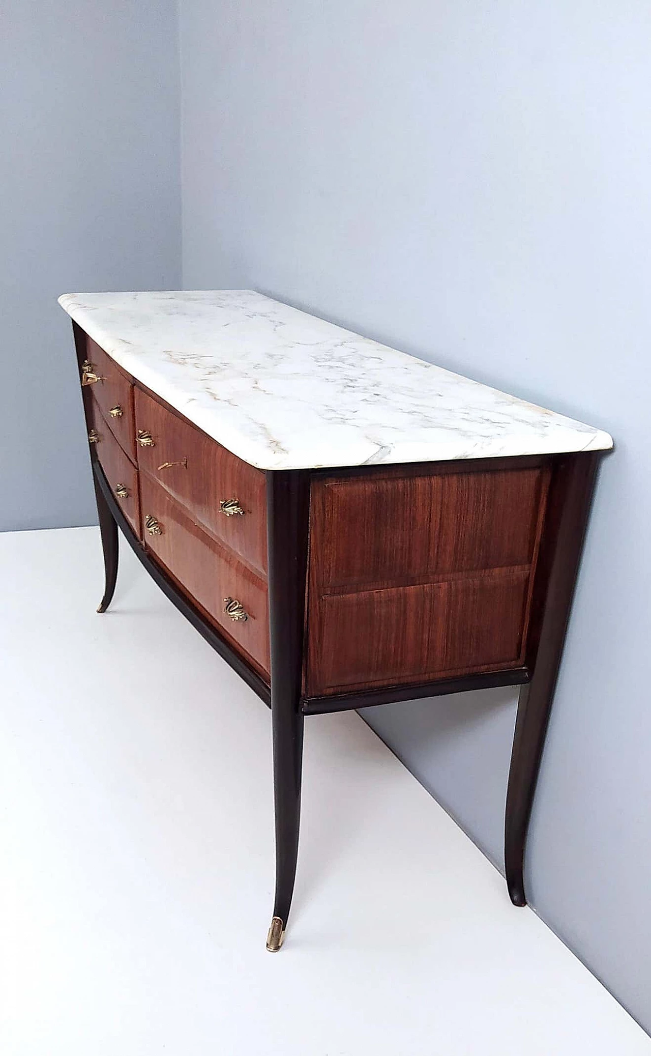 Walnut dresser with Carrara marble top for Dassi, 1950s 3