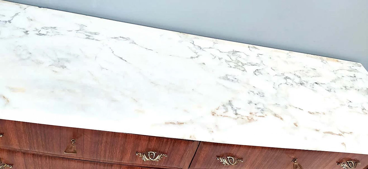 Walnut dresser with Carrara marble top for Dassi, 1950s 7