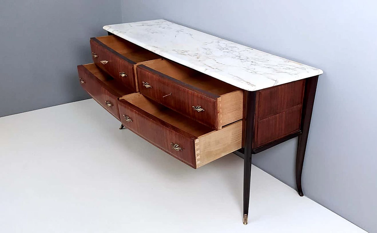 Walnut dresser with Carrara marble top for Dassi, 1950s 8