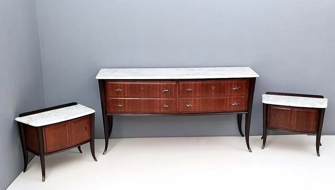 Walnut dresser with Carrara marble top for Dassi, 1950s 17