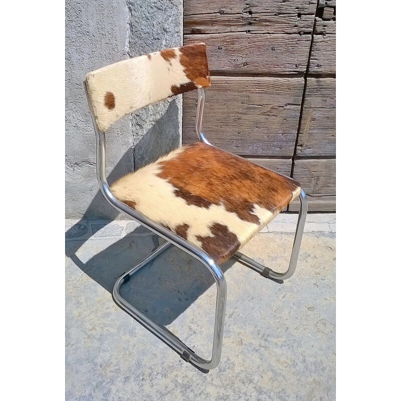 S43 chair upholstered in cowhide by Mart Stam for Thonet, 1940s 1