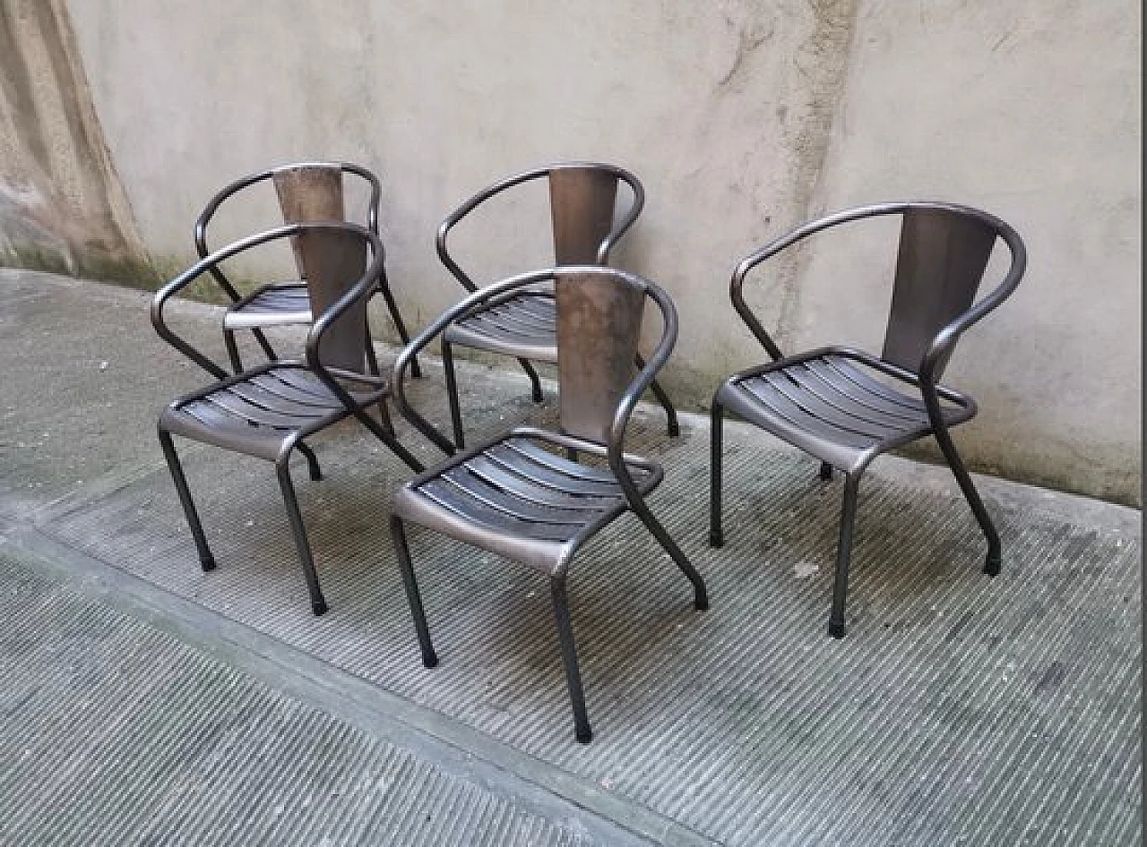 6 Iron T5 armchairs by Tolix, 1950s 2