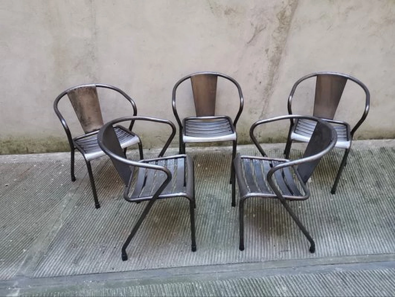 6 Iron T5 armchairs by Tolix, 1950s 4