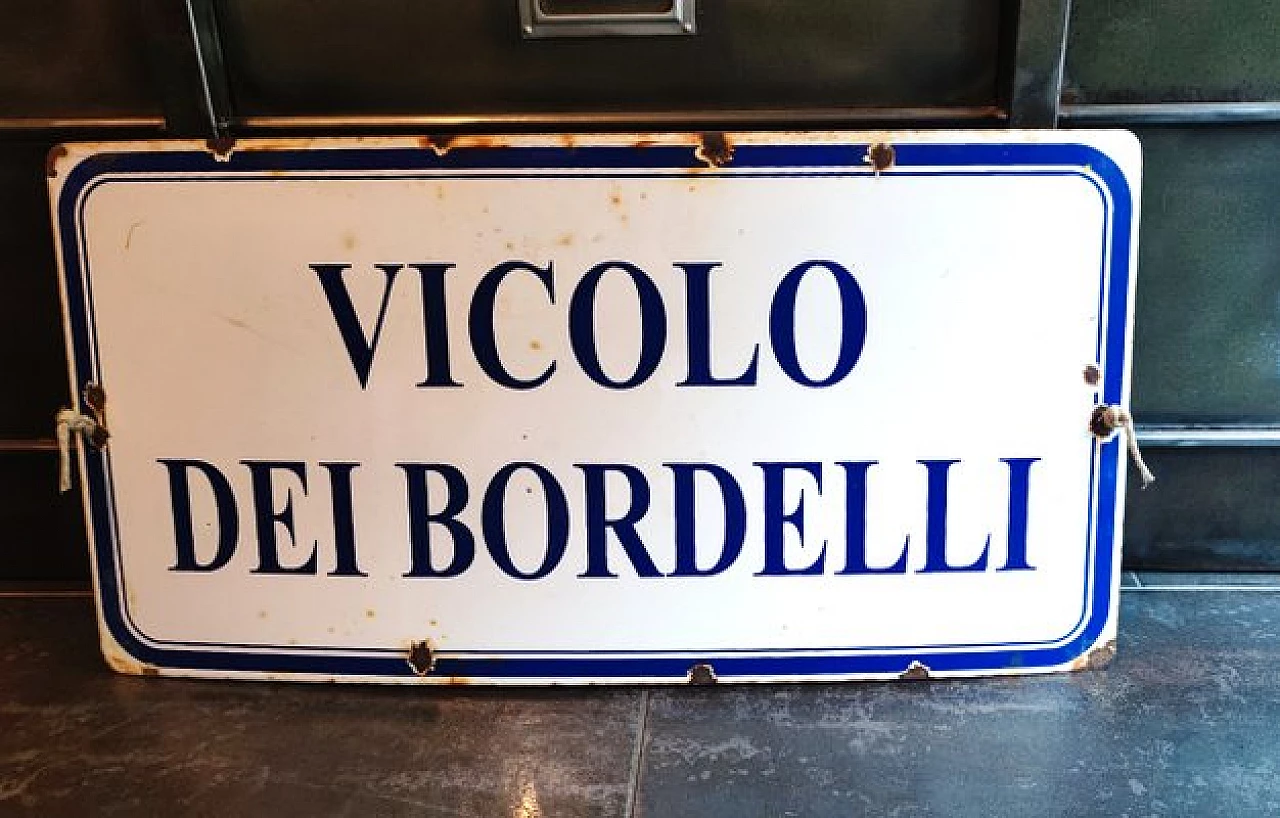 Insegna stradale in metallo smaltato, anni '30 1