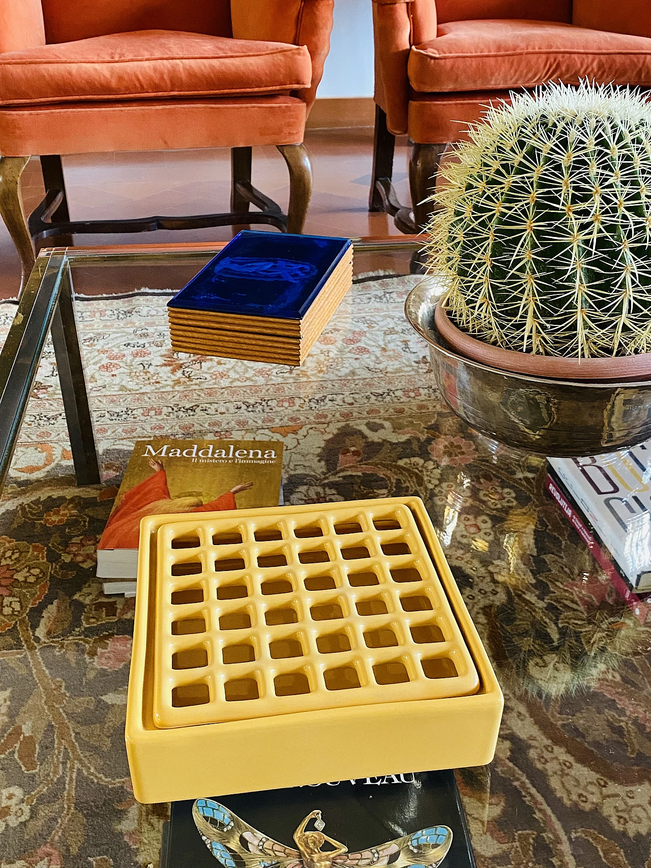 Posacenere in ceramica gialla di Franco Bucci, anni '70 3