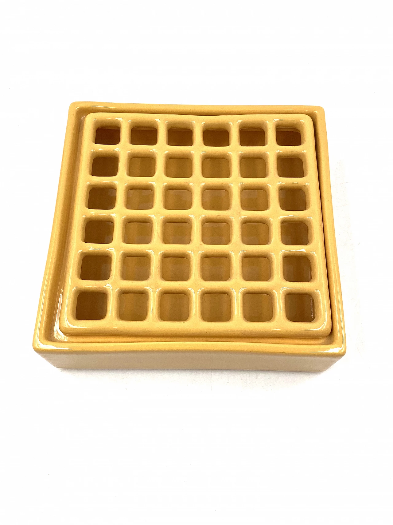 Posacenere in ceramica gialla di Franco Bucci, anni '70 7