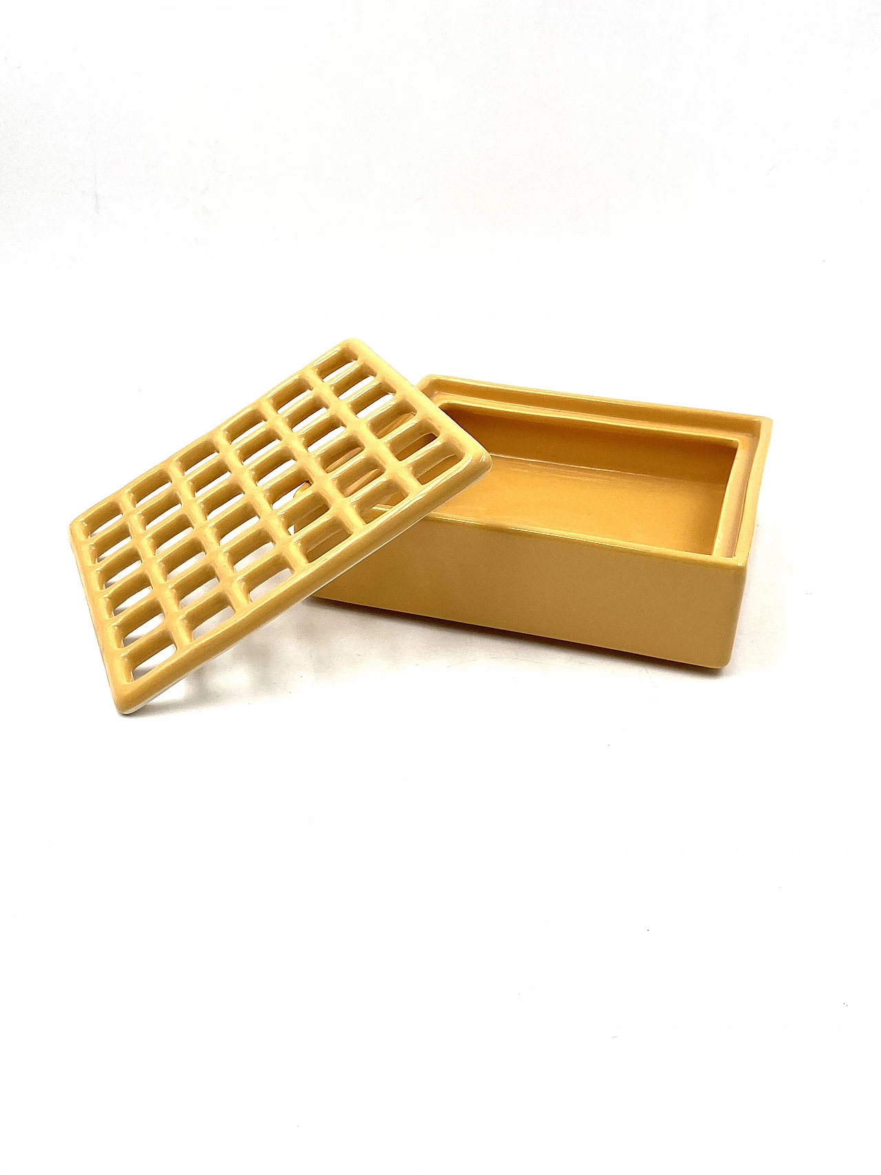 Posacenere in ceramica gialla di Franco Bucci, anni '70 9