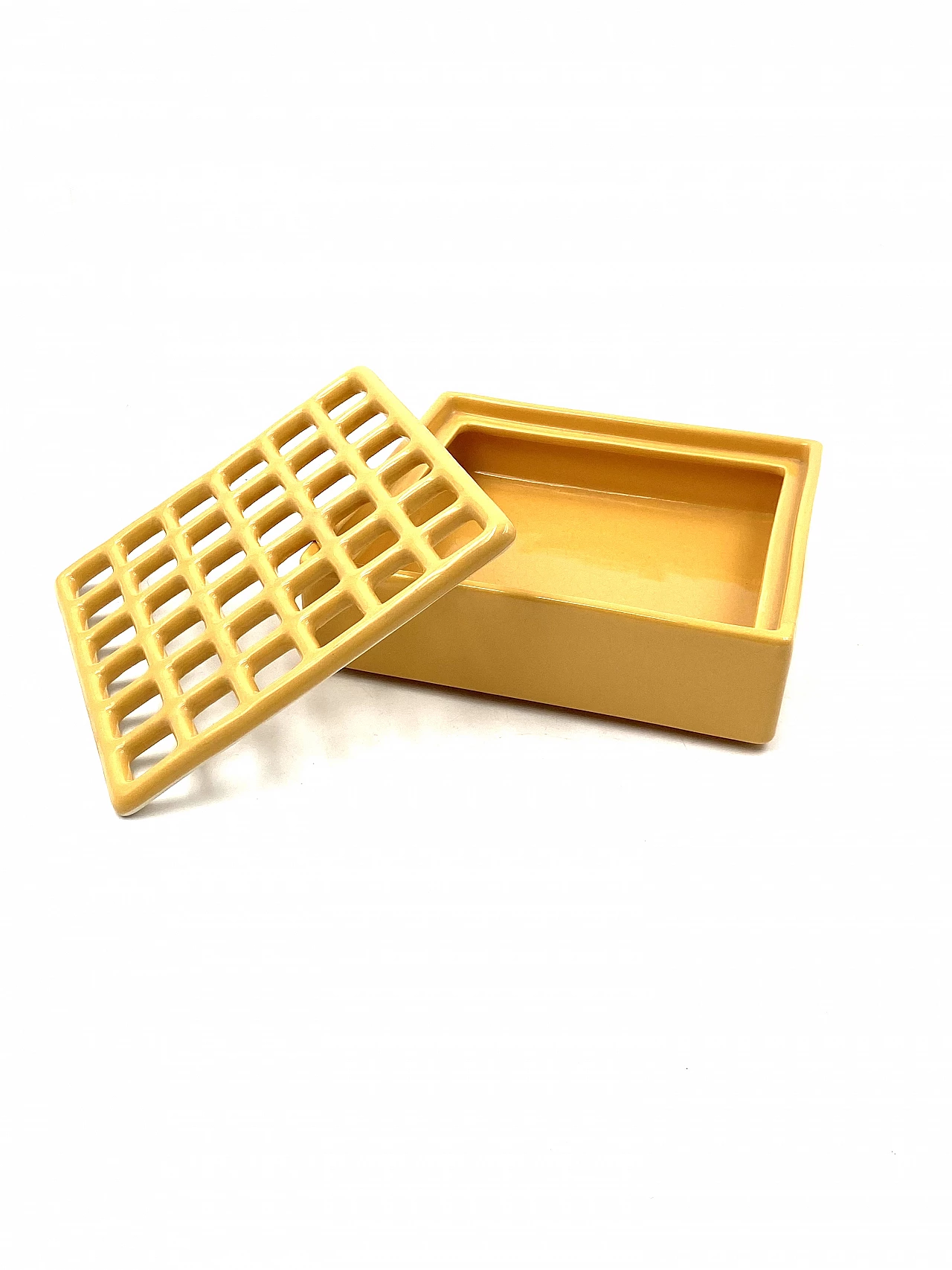 Posacenere in ceramica gialla di Franco Bucci, anni '70 10