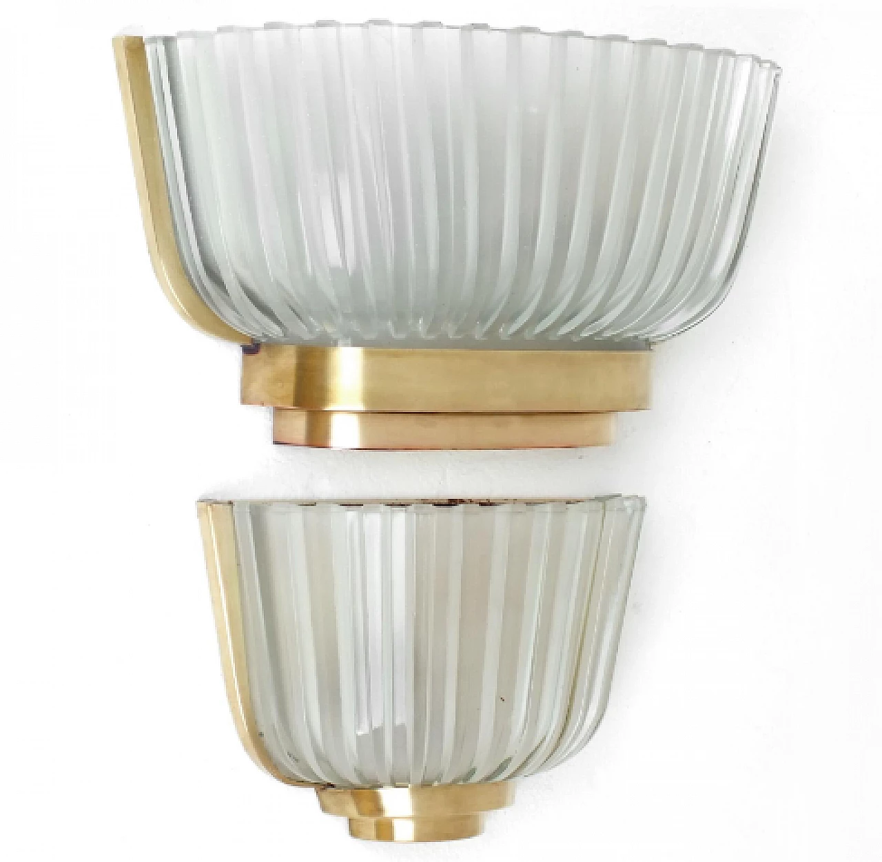 Pair of crystal and brass wall lights by Archimede Seguso, 1930s 1
