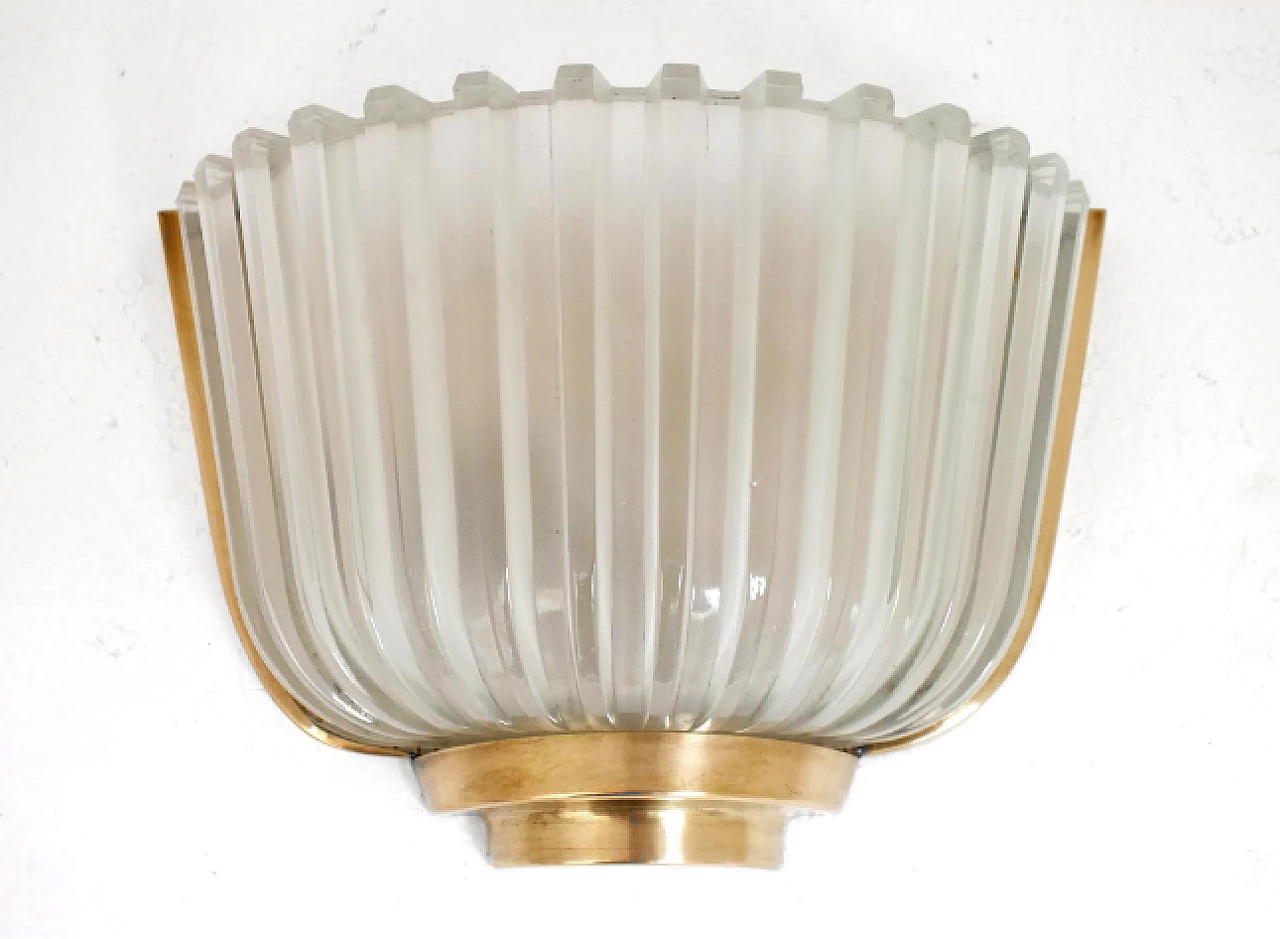 Pair of crystal and brass wall lights by Archimede Seguso, 1930s 6