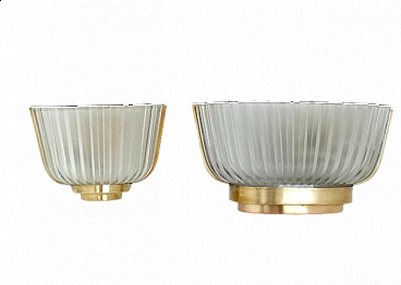 Pair of crystal and brass wall lights by Archimede Seguso, 1930s