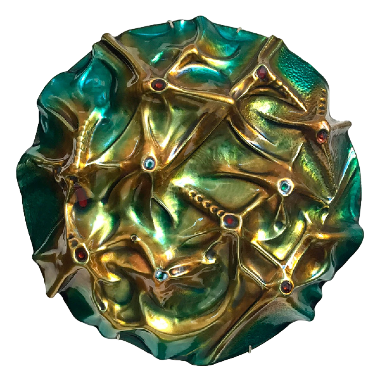 Scultura Luna in rame cesellato e smaltato di Franco Bastianelli, 1966 12