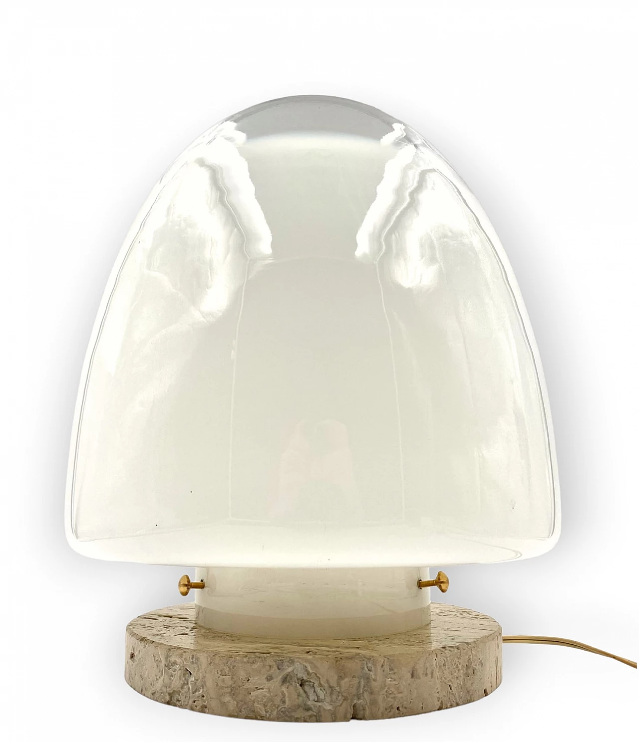 Travertine and glass table lamp by Giusto Toso for Leucos, 1970s 1