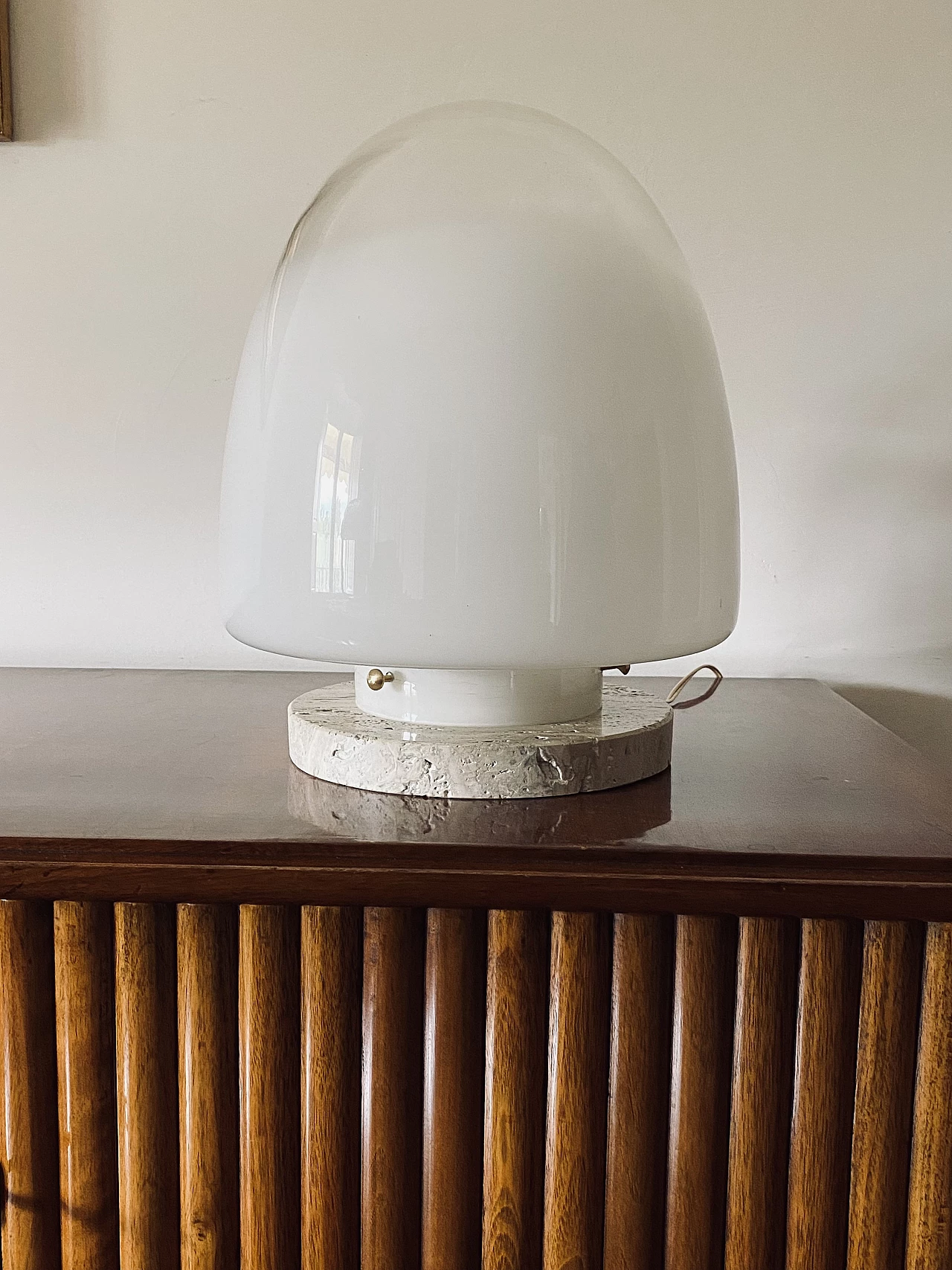 Travertine and glass table lamp by Giusto Toso for Leucos, 1970s 2