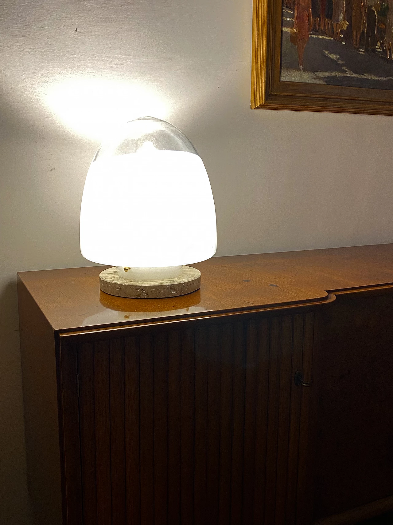 Travertine and glass table lamp by Giusto Toso for Leucos, 1970s 5