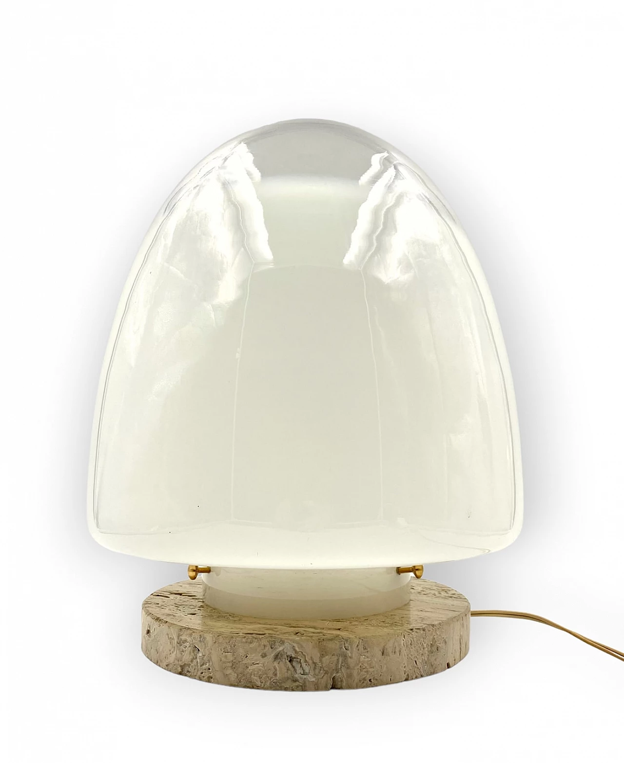 Lampada da tavolo in travertino e vetro di Giusto Toso per Leucos, anni '70 7