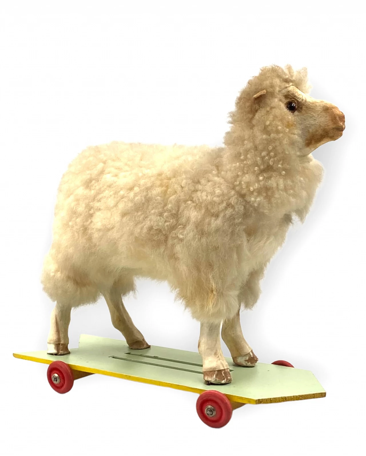 Wool and wood toy sheep with wheels 11