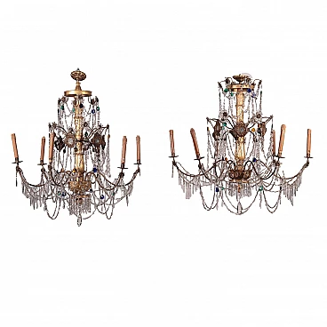 Pair of neoclassical 6-light chandeliers, 18th century