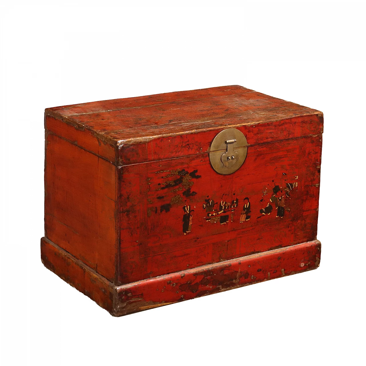 Baule cinese in legno laccato e dipinto, fine '800 1