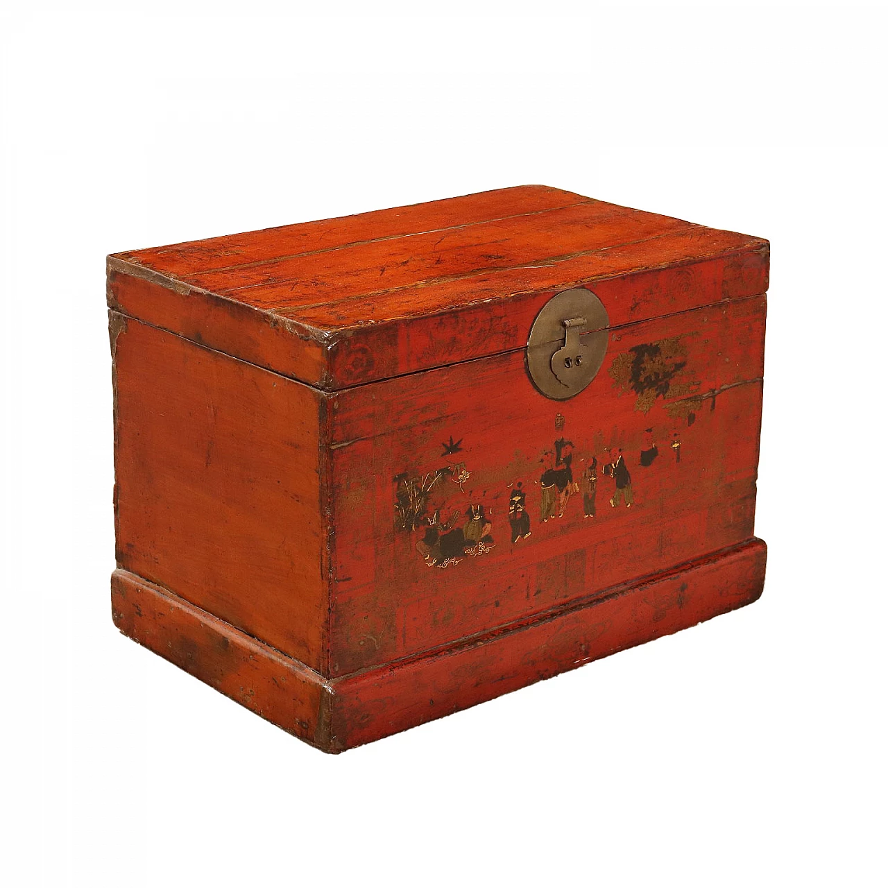 Baule cinese in legno laccato e dipinto, fine '800 1