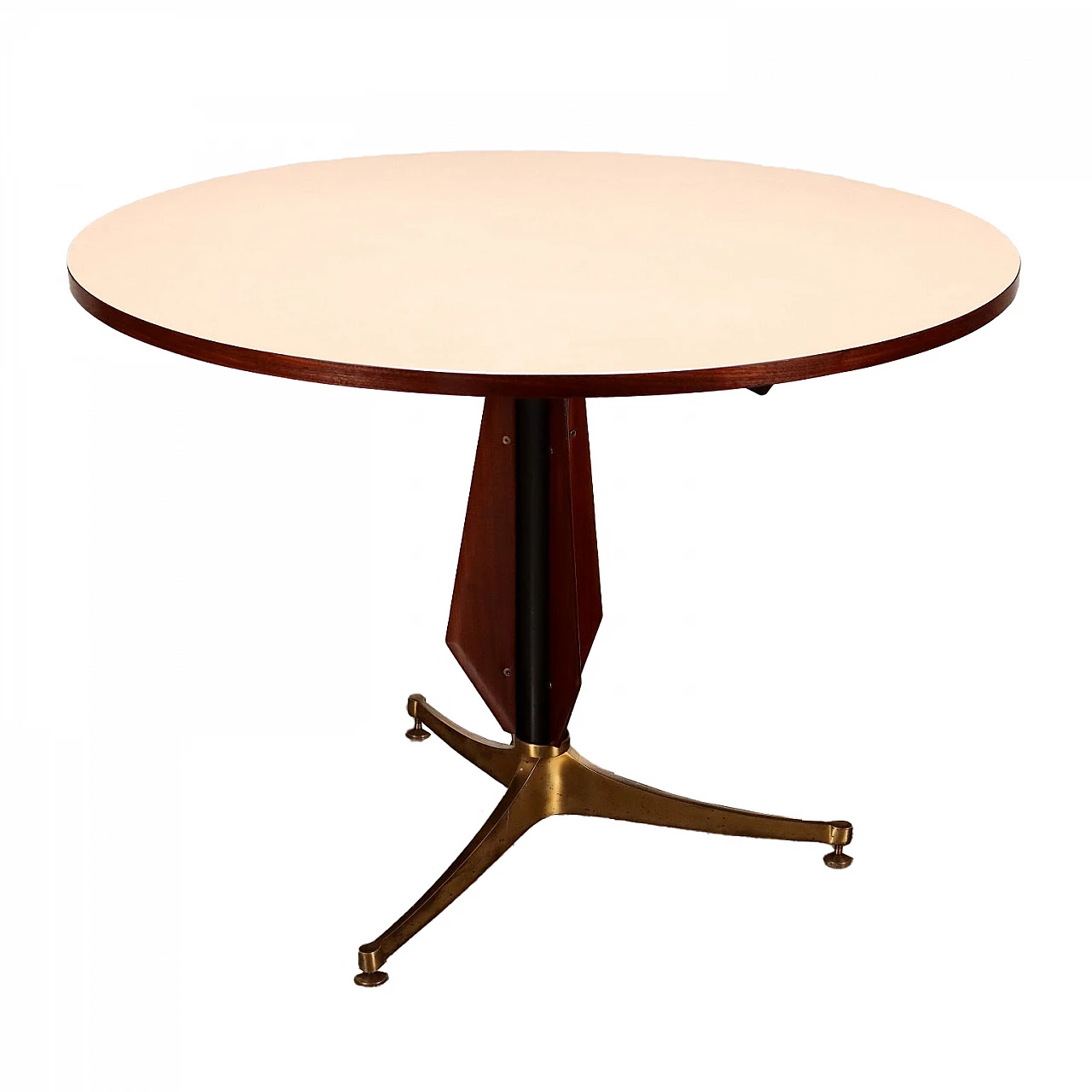 Tavolo in mogano e ottone con piano in formica, anni '60 1