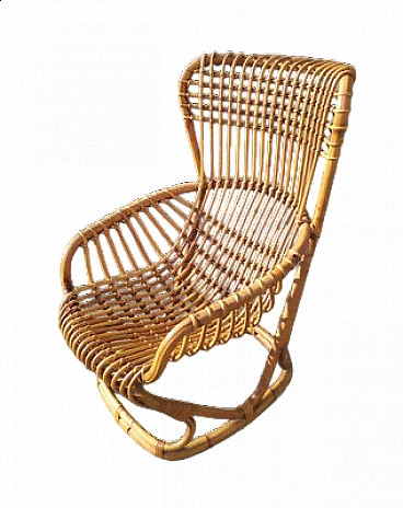 Wicker BP4 armchair by Tito Agnoli for Bonacina, 1950s