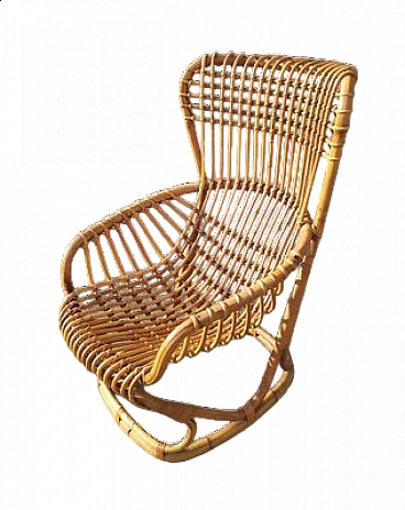 Wicker BP4 armchair by Tito Agnoli for Bonacina, 1950s